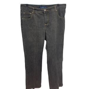 Avenue Womens Size 14 Cotton Blend Gray Wash Silver Button Straight Leg Jeans